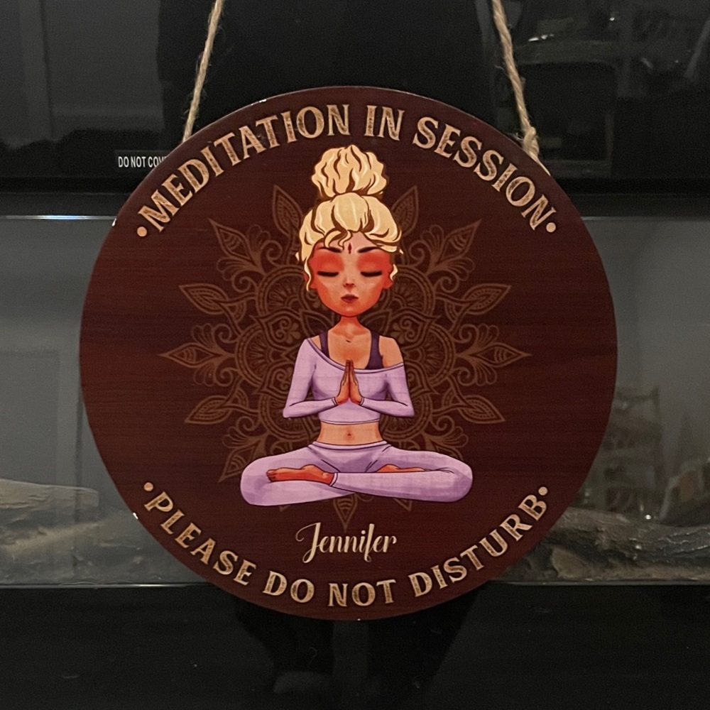 Meditation in Session Wall Decor Sign - Brown